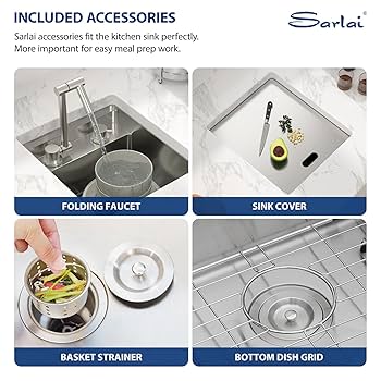 Sarlai Outdoor Sink, 15x17 Inch Undermount Kitchen Sink